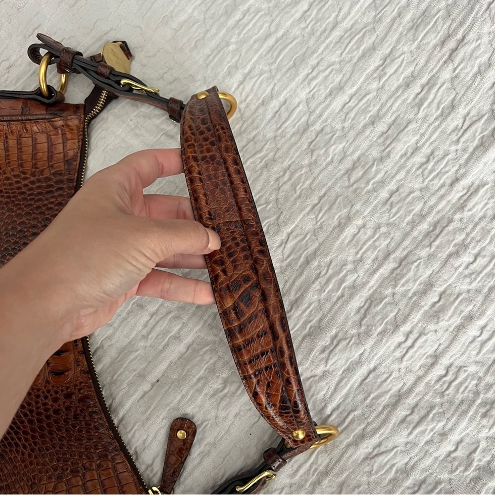 Brahmin Brown Croc Embossed Medium Shoulder Bag One Size - Picture 13 of 15